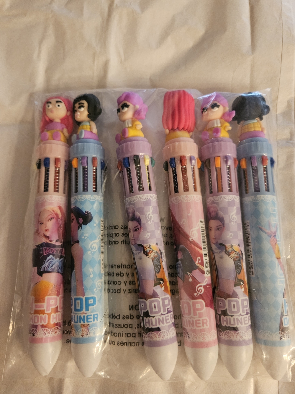 6  Multi-Color Character 10-Color Retractable Gel Pens - Pink & Blue